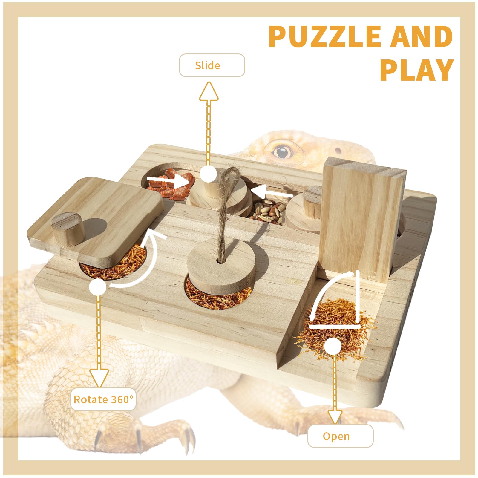 Amazon.com : FlidRunest Bearded Dragon Feeder Puzzle, Wooden